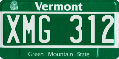 VT license plate XMG312