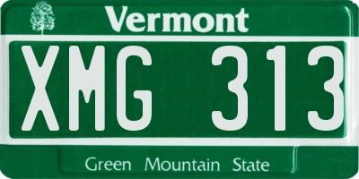 VT license plate XMG313