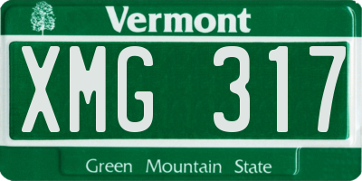 VT license plate XMG317