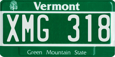 VT license plate XMG318