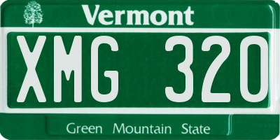 VT license plate XMG320