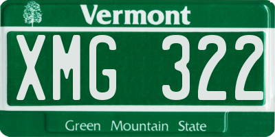 VT license plate XMG322