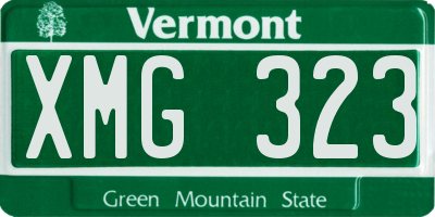 VT license plate XMG323