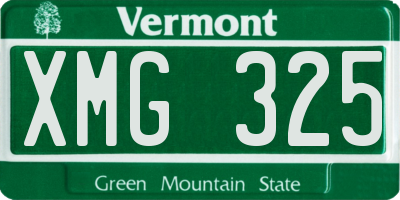 VT license plate XMG325