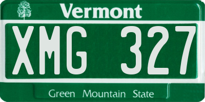 VT license plate XMG327