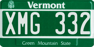 VT license plate XMG332