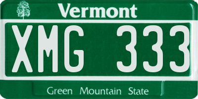 VT license plate XMG333