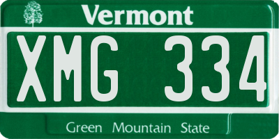 VT license plate XMG334