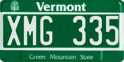 VT license plate XMG335