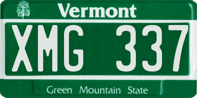 VT license plate XMG337