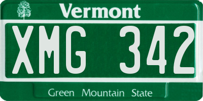 VT license plate XMG342