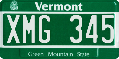 VT license plate XMG345