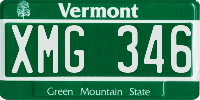 VT license plate XMG346