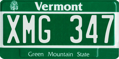 VT license plate XMG347
