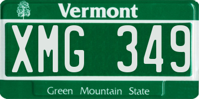 VT license plate XMG349