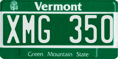 VT license plate XMG350