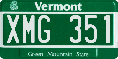 VT license plate XMG351
