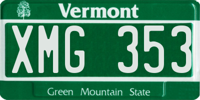 VT license plate XMG353