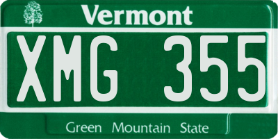 VT license plate XMG355