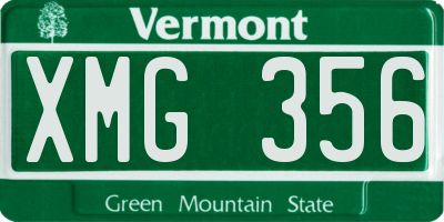 VT license plate XMG356