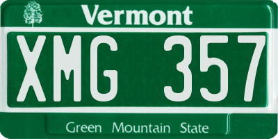 VT license plate XMG357