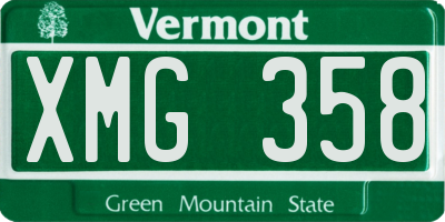 VT license plate XMG358