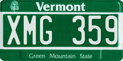 VT license plate XMG359