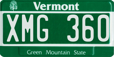 VT license plate XMG360