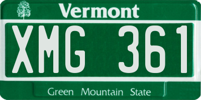 VT license plate XMG361