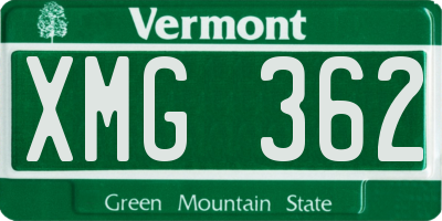 VT license plate XMG362