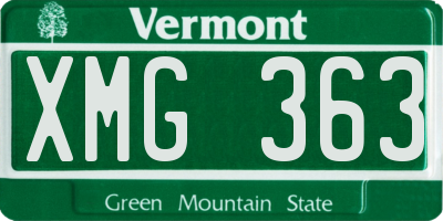 VT license plate XMG363