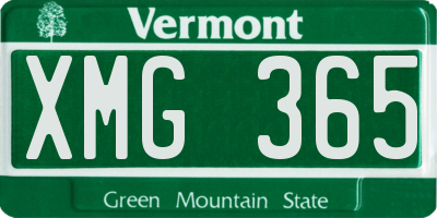 VT license plate XMG365