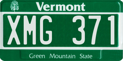 VT license plate XMG371