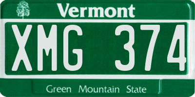 VT license plate XMG374