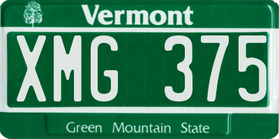 VT license plate XMG375