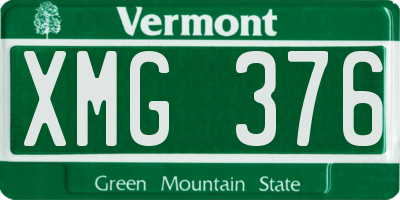 VT license plate XMG376