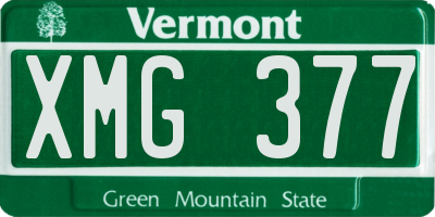 VT license plate XMG377