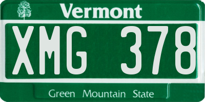 VT license plate XMG378