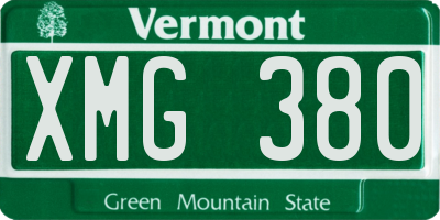 VT license plate XMG380