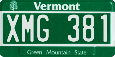 VT license plate XMG381