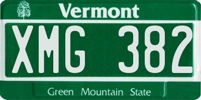 VT license plate XMG382
