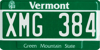 VT license plate XMG384