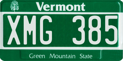 VT license plate XMG385