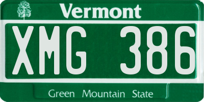VT license plate XMG386