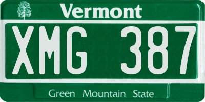VT license plate XMG387