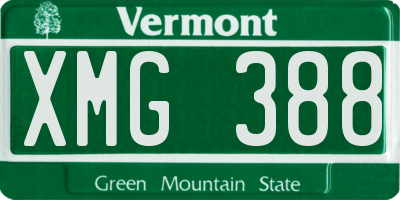 VT license plate XMG388