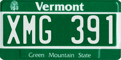 VT license plate XMG391