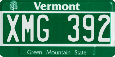 VT license plate XMG392