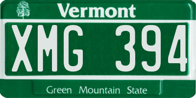 VT license plate XMG394