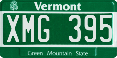 VT license plate XMG395